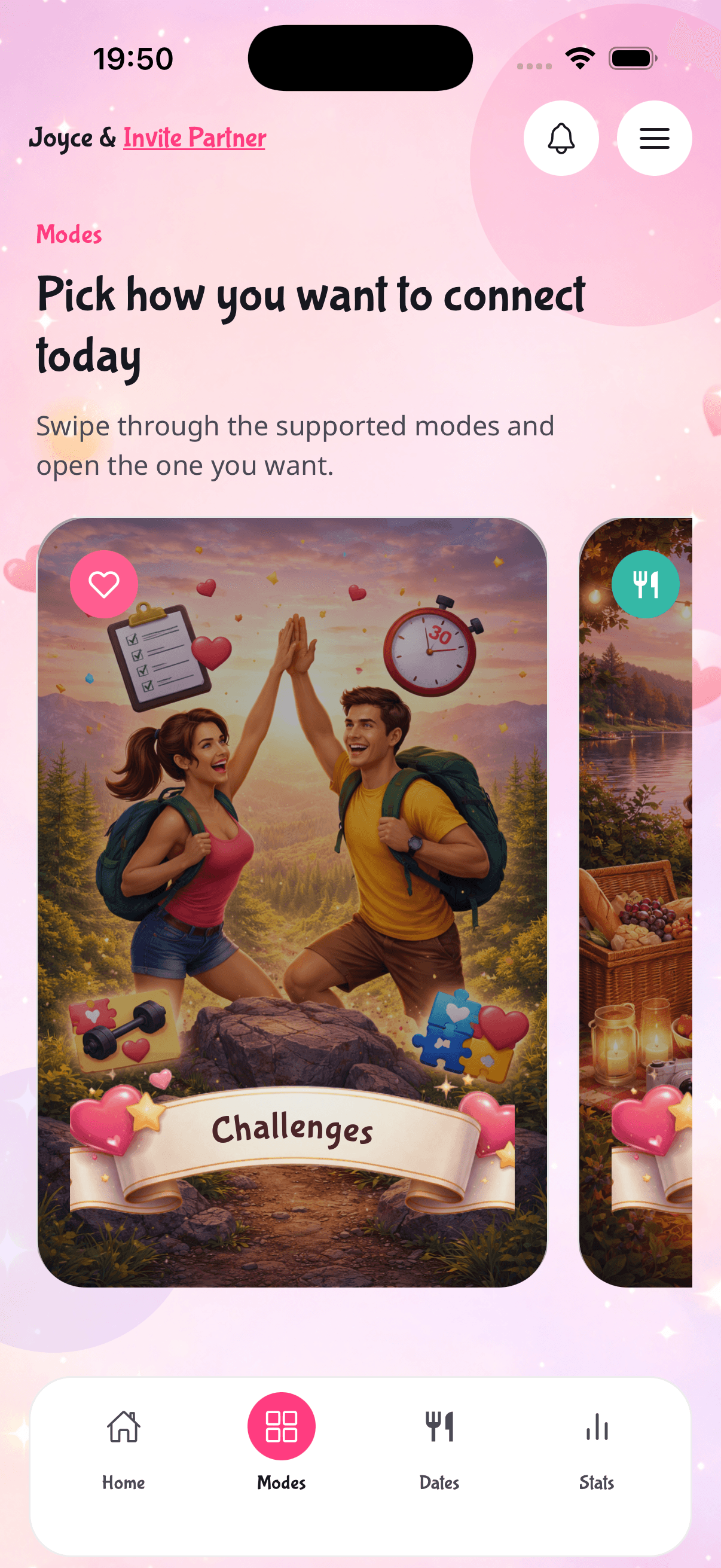 Couples Date Forever modes screen